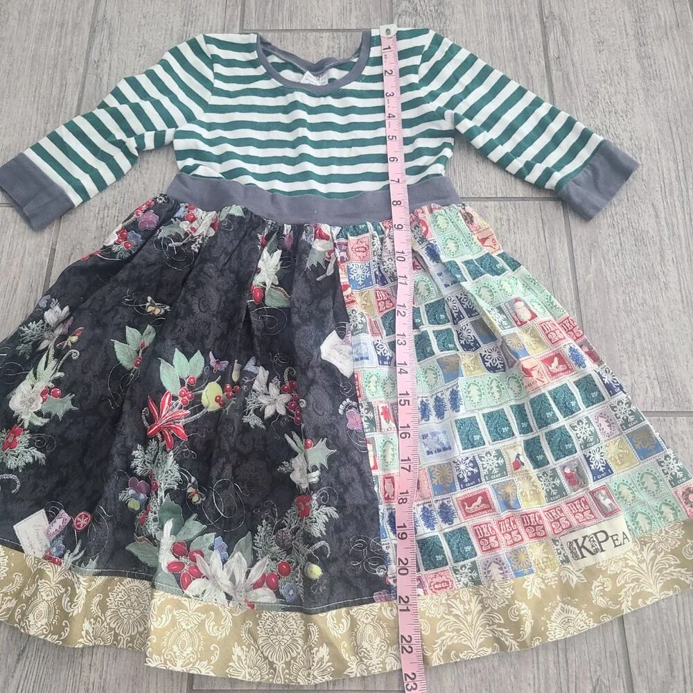 KPea toddler girl Patchwork Christmas Holiday Dress Size 5T - Picture 9 of 11